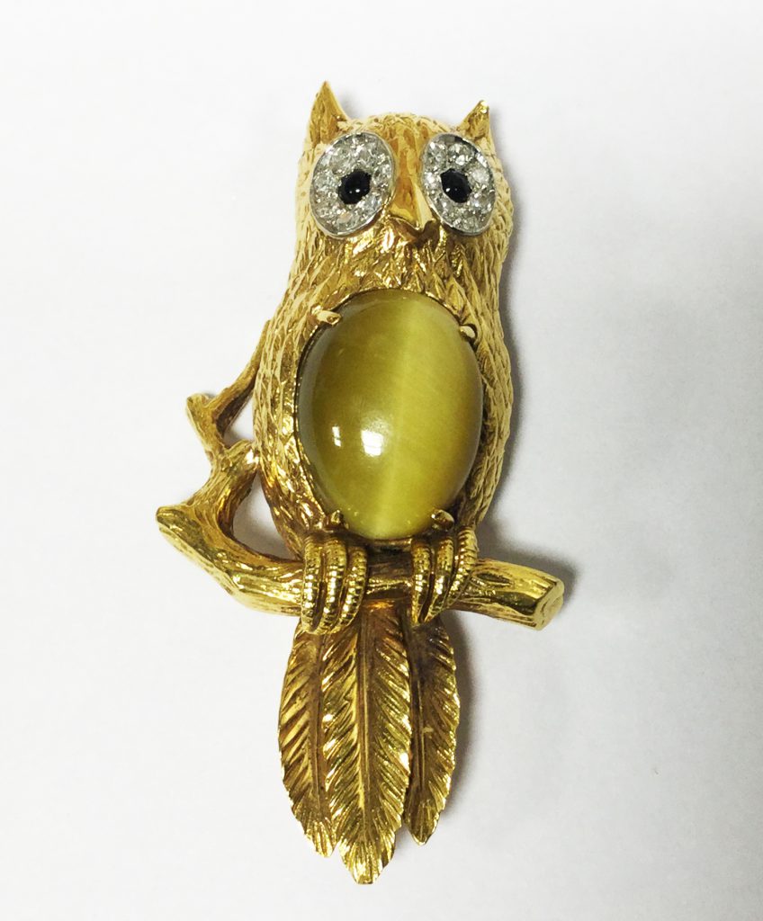Broche hibou, Hermès Paris (Vendu)