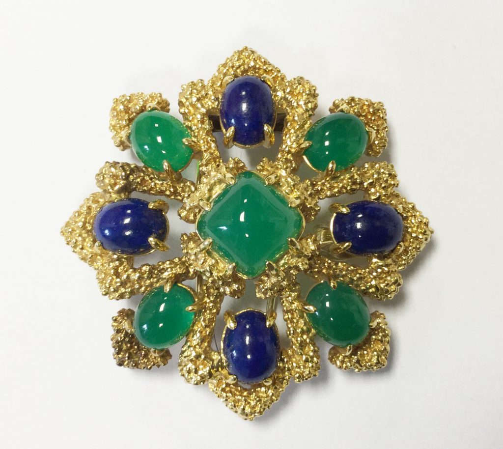 Broche chrysoprase et lapis lazuli, Van Cleef & Arpels (Vendu)