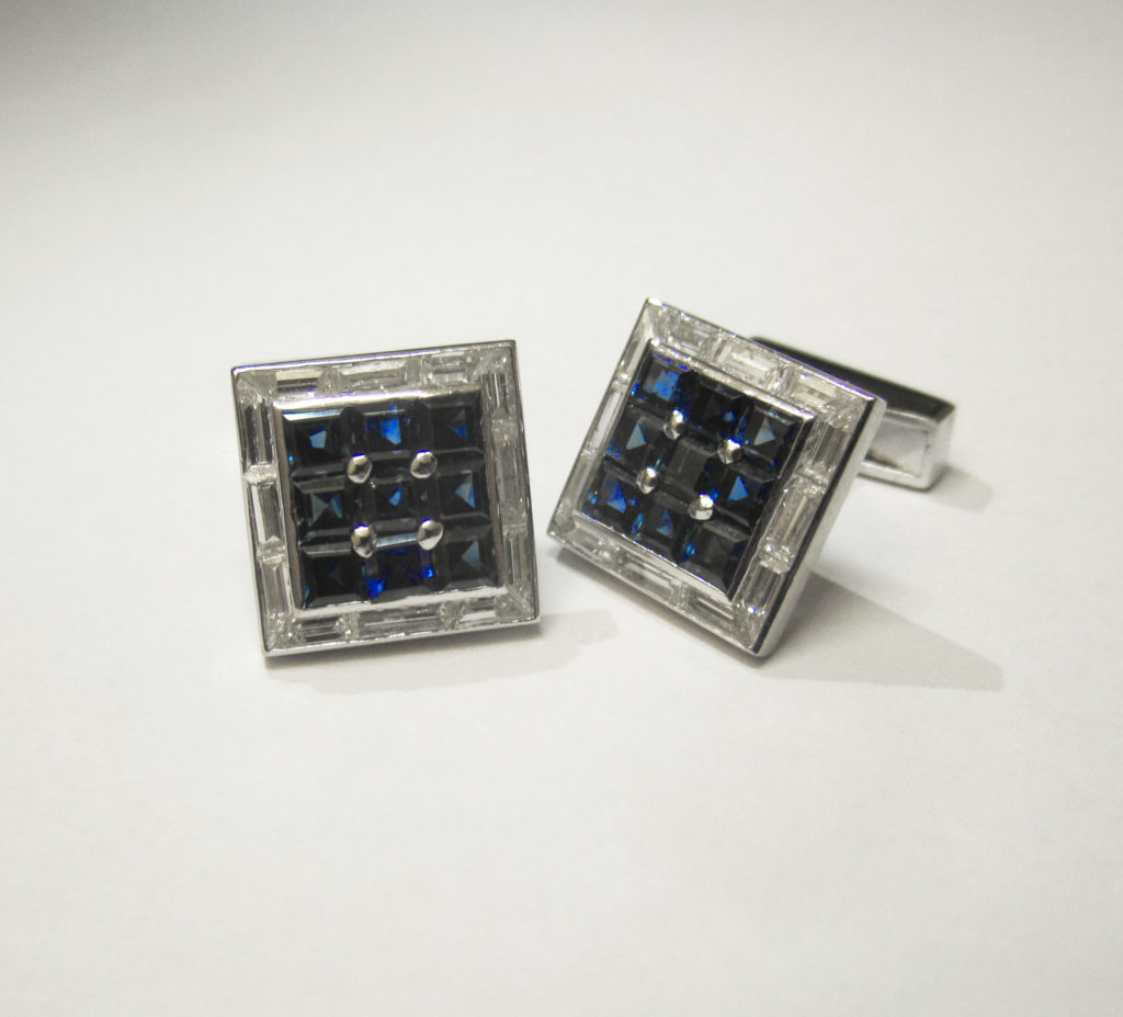 Boutons de manchettes saphir et diamant, Piaget (Vendu)