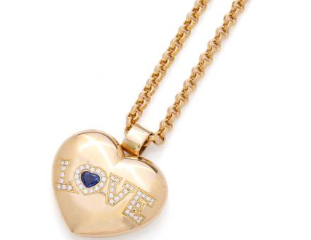 Sapphire and diamond “Happy Diamond Love” heart pendant necklace, Chopard (Sold)