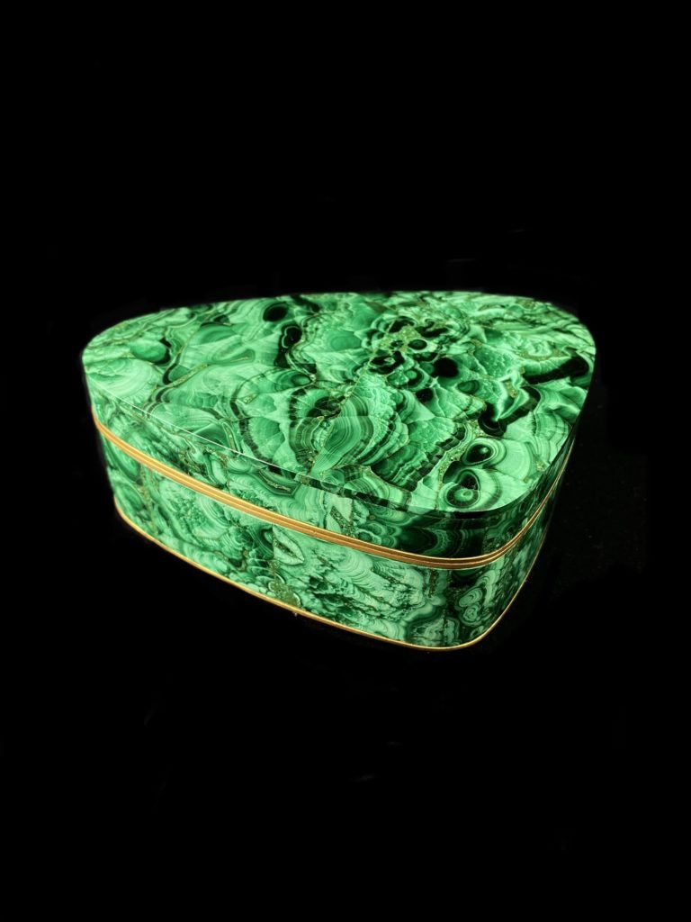Boite en marqueterie de Malachite d&rsquo;Oural, Russie  (Vendu)