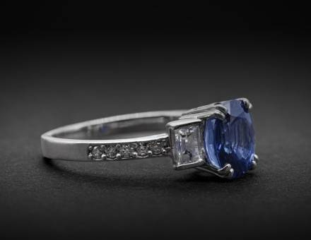 Platinum sapphire and diamond ring (Sold)