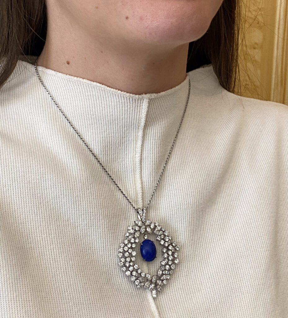 Pendentif or diamant et lapis-lazuli (Vendu)