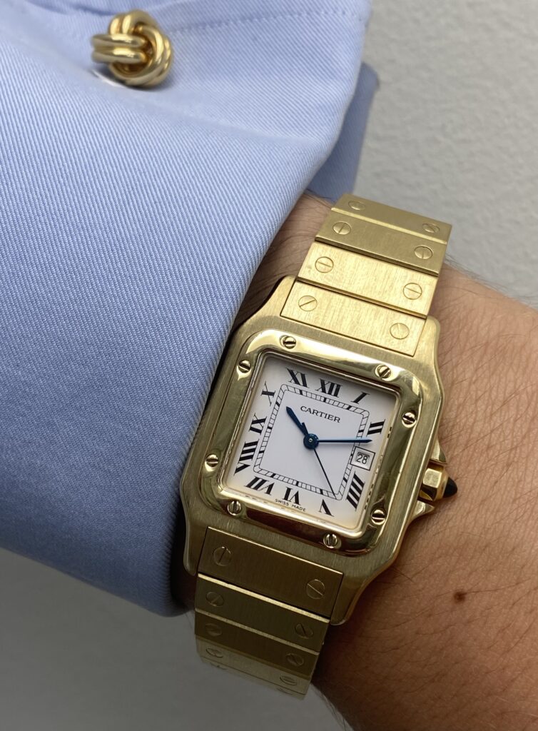 Montre Cartier Santos « galbée » en or (Vendu)